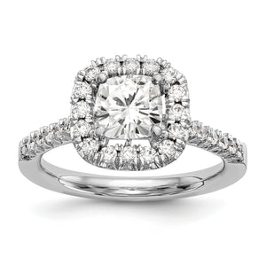 14kw True Origin Lab Grown Diamond VS/SI, D E F, S/M Cushion Halo Eng. Rin