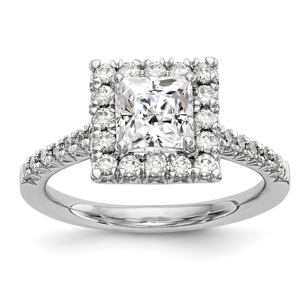 14kw Square Halo Diamond Semi-mount Engagement Ring