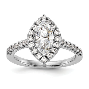 14kw Marquise Halo Diamond Semi-mount Engagement Ring