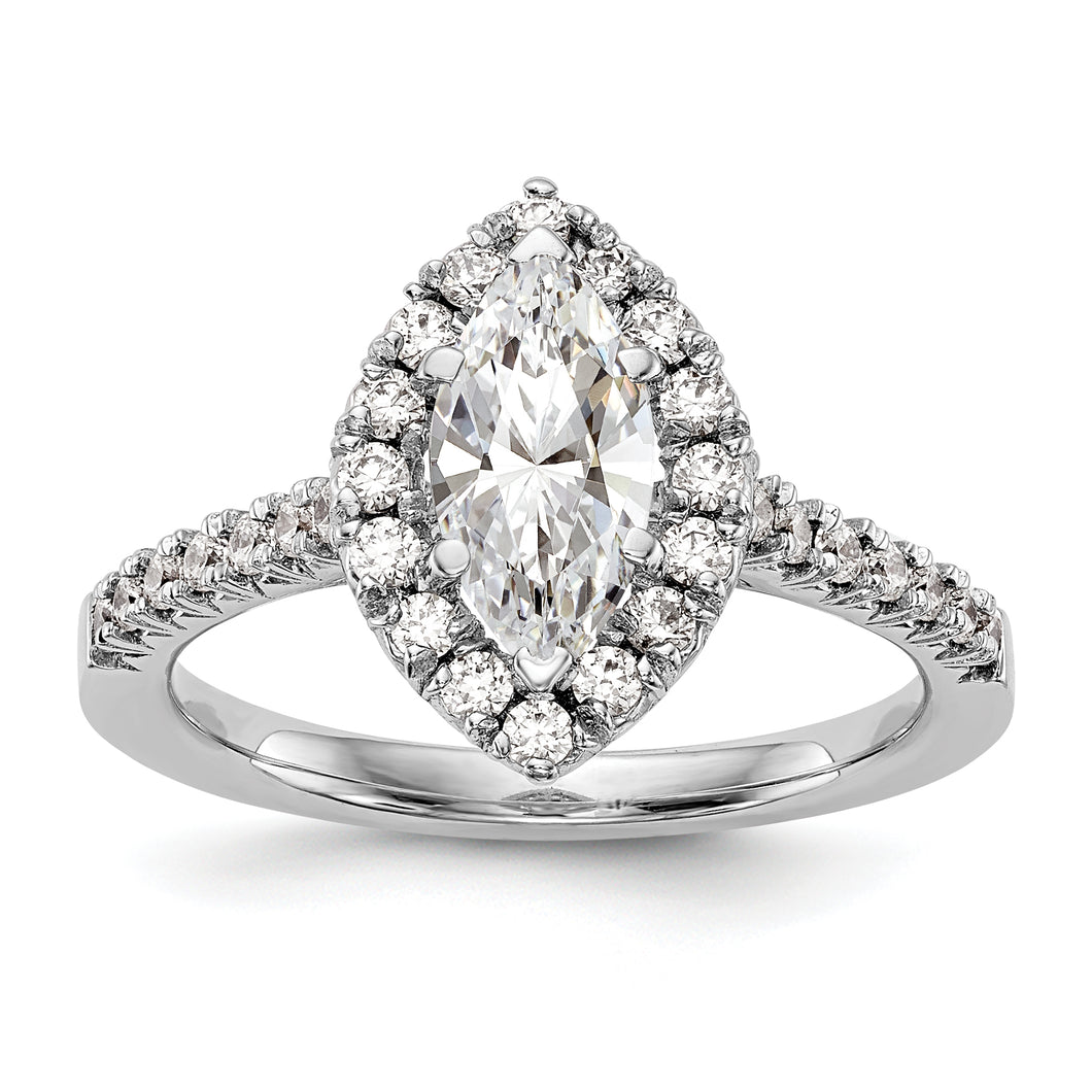 14kw Marquise Halo Diamond Semi-mount Engagement Ring
