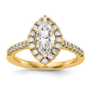 14k yellow Marquise Halo Diamond Semi-mount Engagement Ring