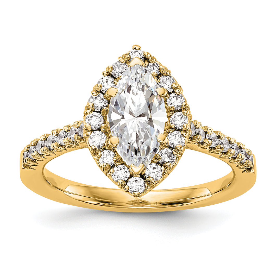 14k yellow Marquise Halo Diamond Semi-mount Engagement Ring