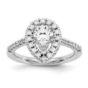 14kw Pear Halo Diamond Semi-mount Engagement Ring