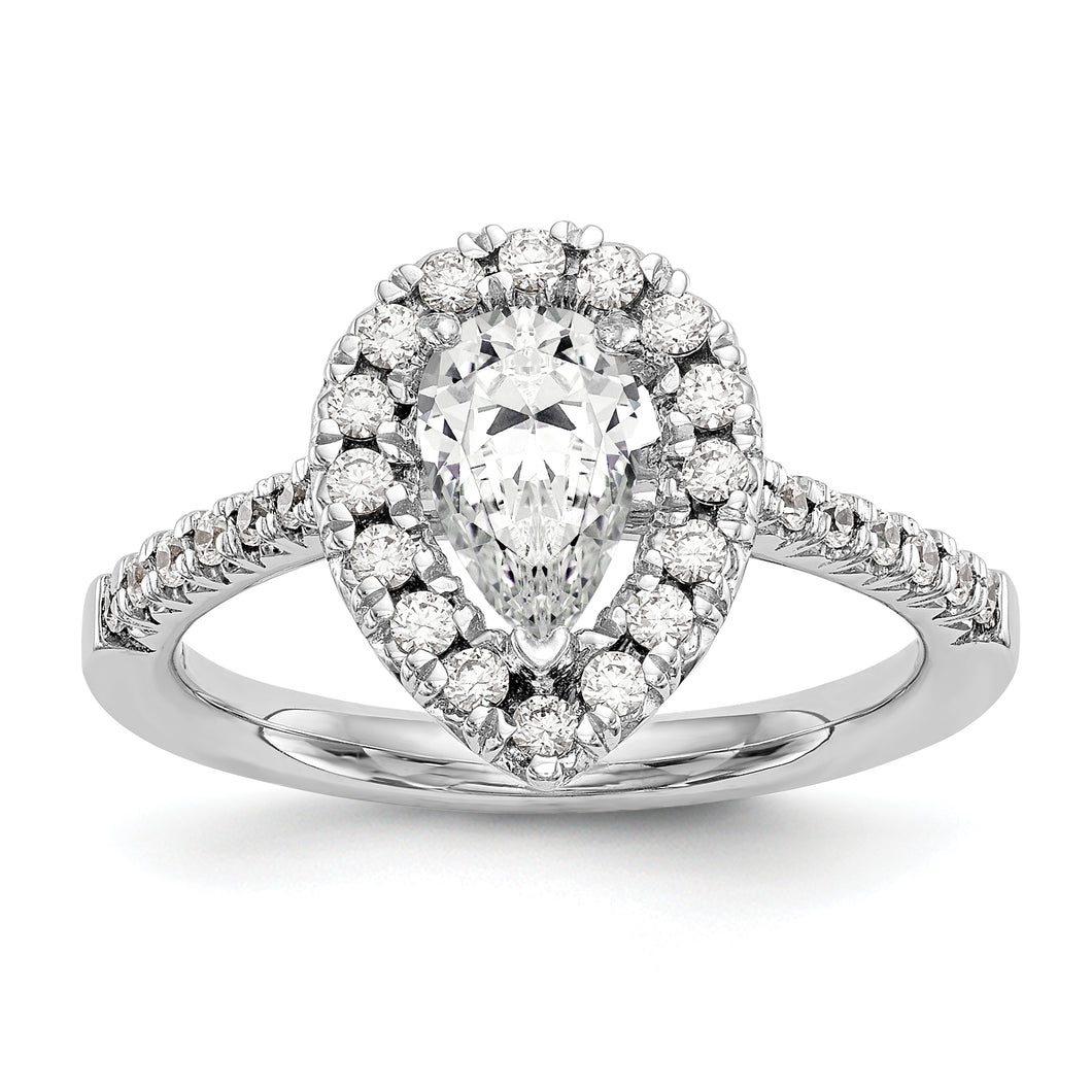 14kw Pear Halo Diamond Semi-mount Engagement Ring