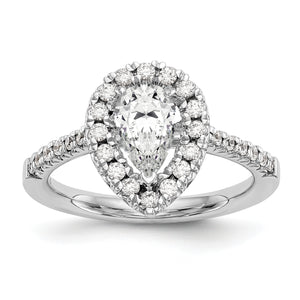 14kw True Origin Lab Grown Diamond VS/SI, D E F, S/M Pear Halo Eng. Ring