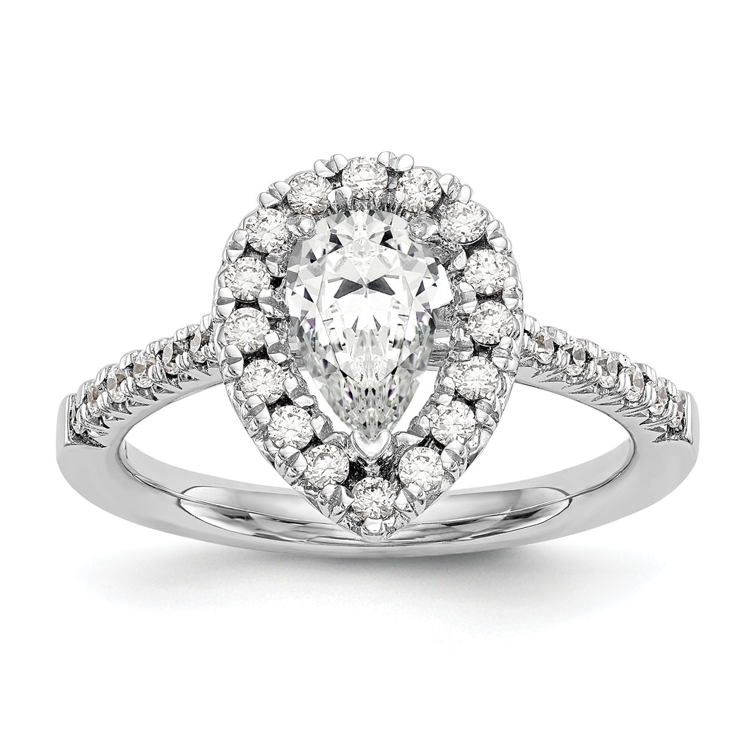 14kw True Origin Lab Grown Diamond VS/SI, D E F, S/M Pear Halo Eng. Ring