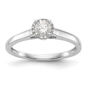 14K White Gold Round Diamond Semi-Mount Halo Engagement Ring