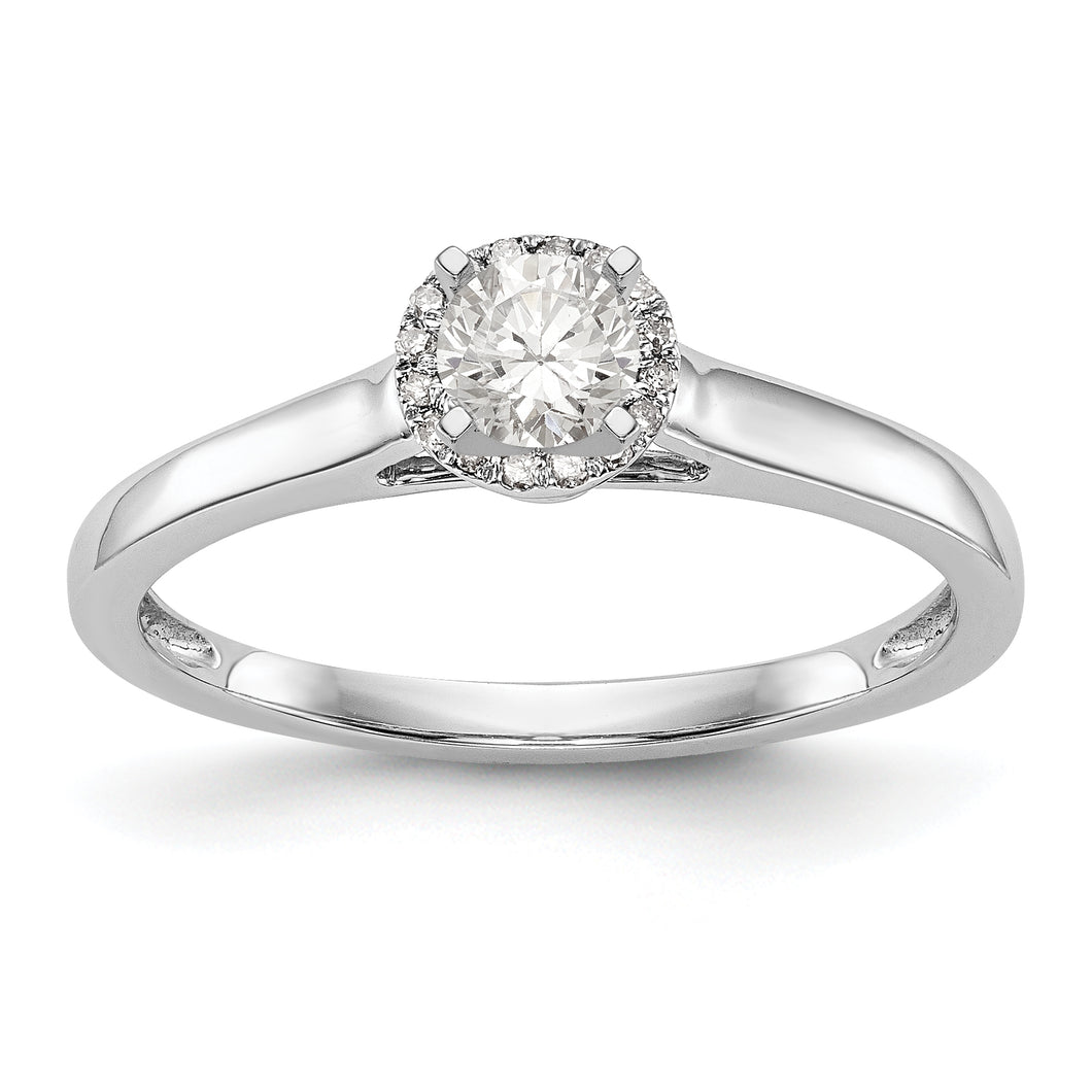 14K White Gold Round Diamond Semi-Mount Halo Engagement Ring