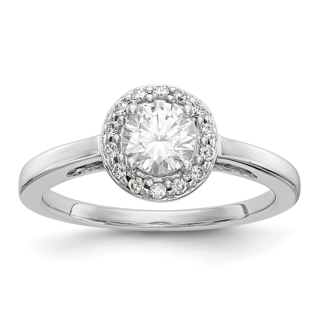 14K White Gold Round Diamond Semi-Mount Halo Engagement Ring