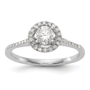 14K White Gold Round Diamond Semi-Mount Halo Engagement Ring