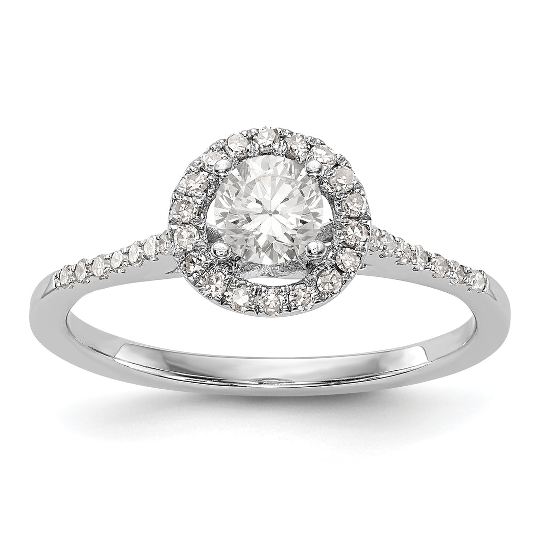 14K White Gold Round Diamond Semi-Mount Halo Engagement Ring