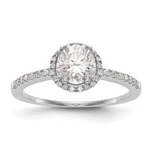 14K White Gold Round Diamond Semi-Mount Halo Engagement Ring