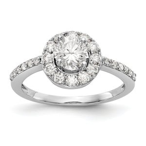 14K White Gold Round Diamond Semi-Mount Halo Engagement Ring