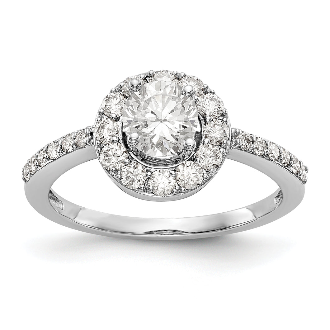 14K White Gold Round Diamond Semi-Mount Halo Engagement Ring