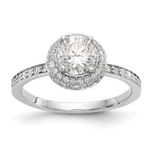 14K White Gold Round Diamond Semi-Mount Halo Engagement Ring