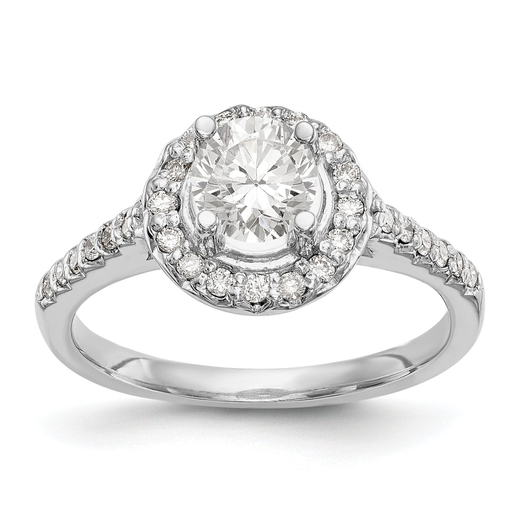 14K White Gold Round Diamond Semi-Mount Halo Engagement Ring