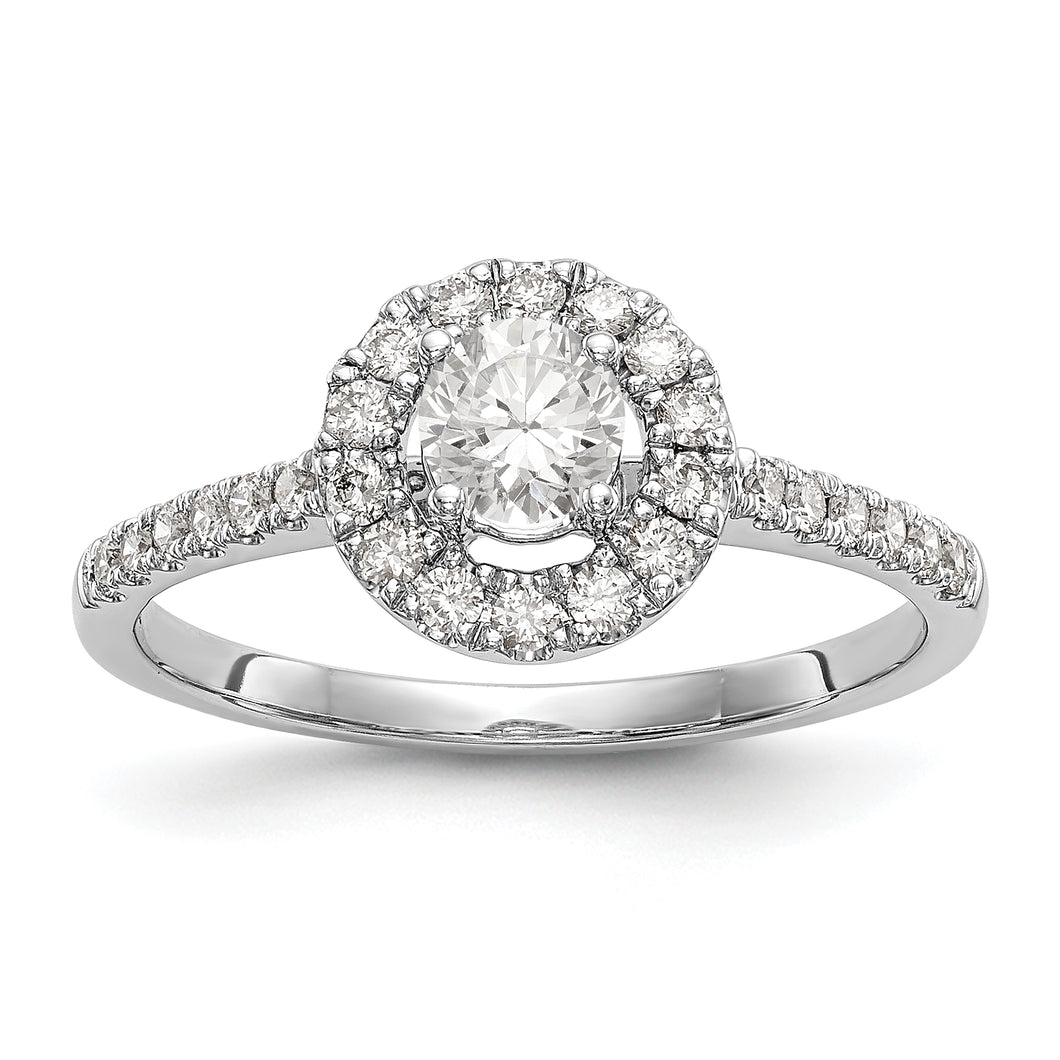 14K White Gold Round Diamond Semi-Mount Halo Engagement Ring