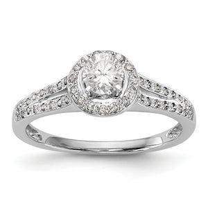 14K White Gold Round Diamond Semi-Mount Halo Engagement Ring