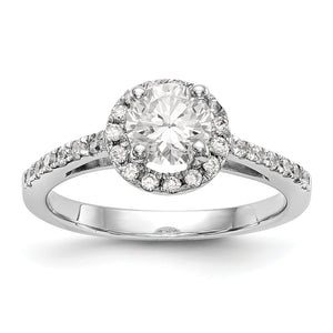 14K White Gold Round Diamond Semi-Mount Halo Engagement Ring