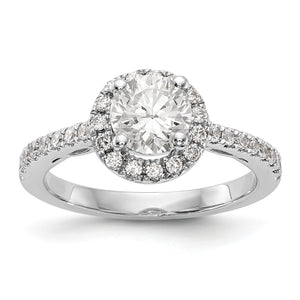 14K White Gold Round Diamond Semi-Mount Halo Engagement Ring