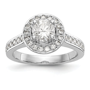 14K White Gold Round Diamond Semi-Mount Halo Engagement Ring