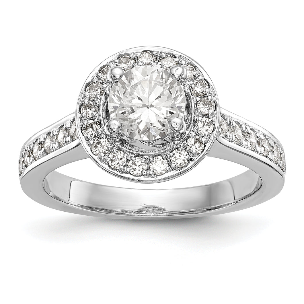 14K White Gold Round Diamond Semi-Mount Halo Engagement Ring