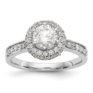 14K White Gold Round Diamond Semi-Mount Halo Engagement Ring
