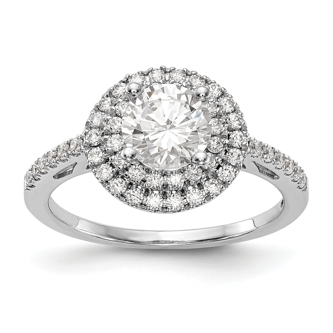 14KW Round Diamond Semi-Mount Double Halo Engagement Ring