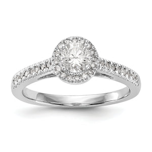 14K White Gold Round Diamond Semi-Mount Halo Engagement Ring