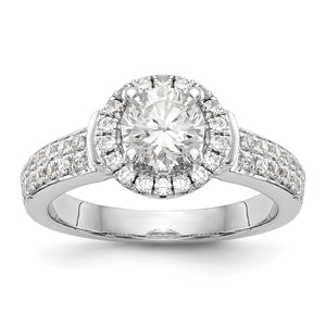 14K White Gold Round Diamond Semi-Mount Halo Engagement Ring