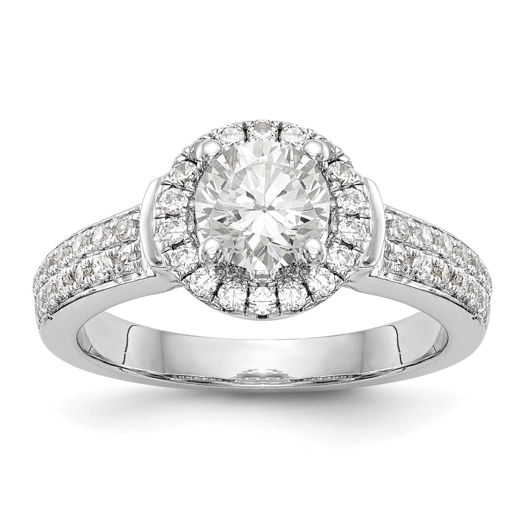 14K White Gold Round Diamond Semi-Mount Halo Engagement Ring