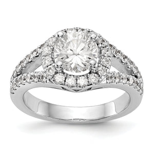 14K White Gold Round Diamond Semi-Mount Halo Engagement Ring