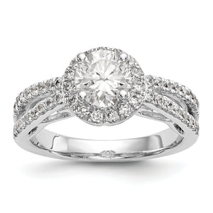 14K White Gold Round Diamond Semi-Mount Halo Engagement Ring