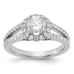 14K White Gold Round Diamond Semi-Mount Halo Engagement Ring