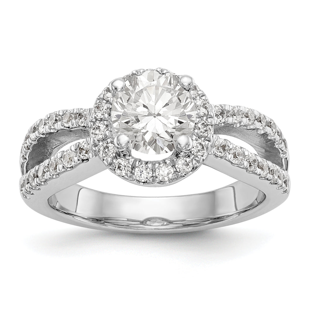 14K White Gold Round Diamond Semi-Mount Halo Engagement Ring