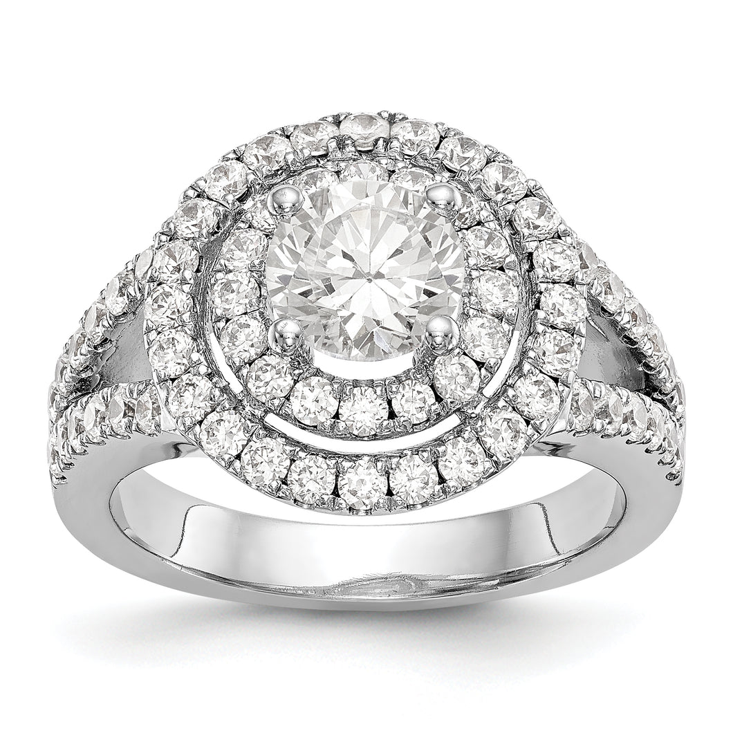 14KW Round Diamond Semi-Mount Double Halo Engagement Ring