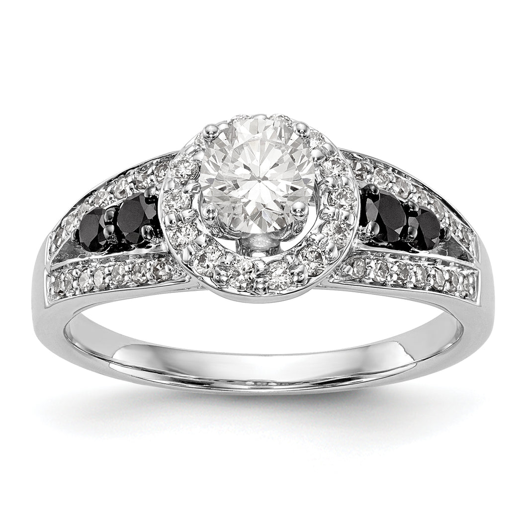 14kw Round Diamond w/Black Diamond Semi-Mount Halo Engagement Ring