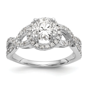 14K White Gold Round Diamond Semi-Mount Halo Engagement Ring