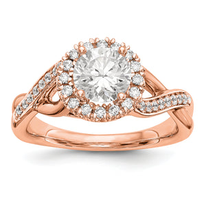 14K Rose Gold Round Diamond Semi-Mount Halo Engagement Ring