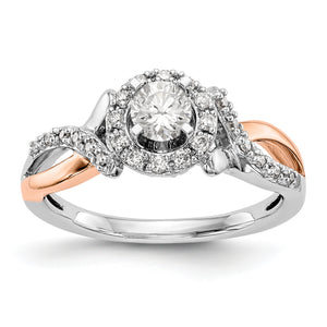 14k Two-tone Peg Set Diamond Semi-Mount Halo Engagement Ring