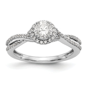 14K White Gold Round Diamond Semi-Mount Halo Engagement Ring