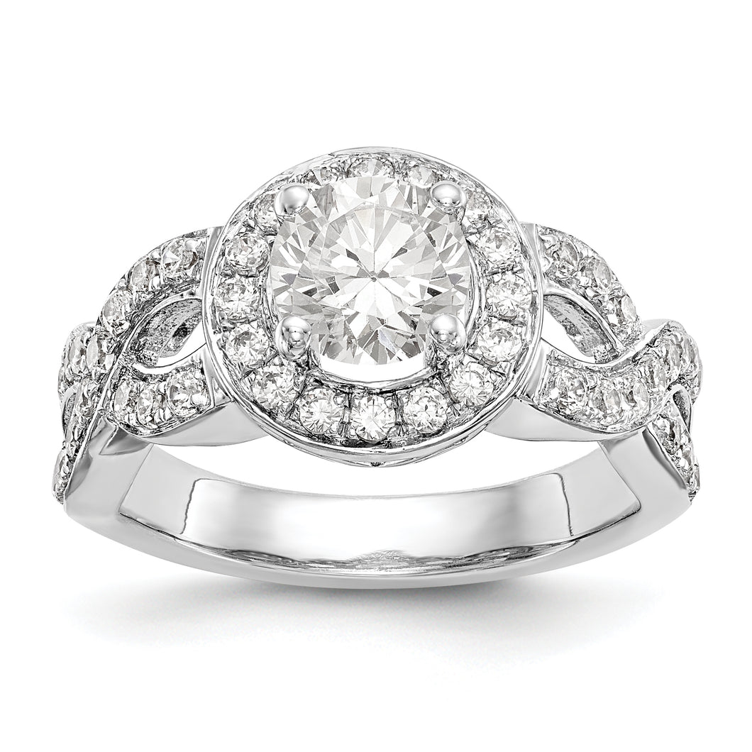 14K White Gold Round Diamond Semi-Mount Halo Engagement Ring