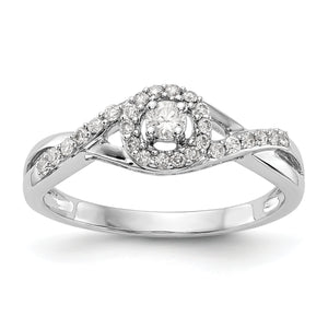 14K White Gold Round Diamond Semi-Mount Halo Engagement Ring