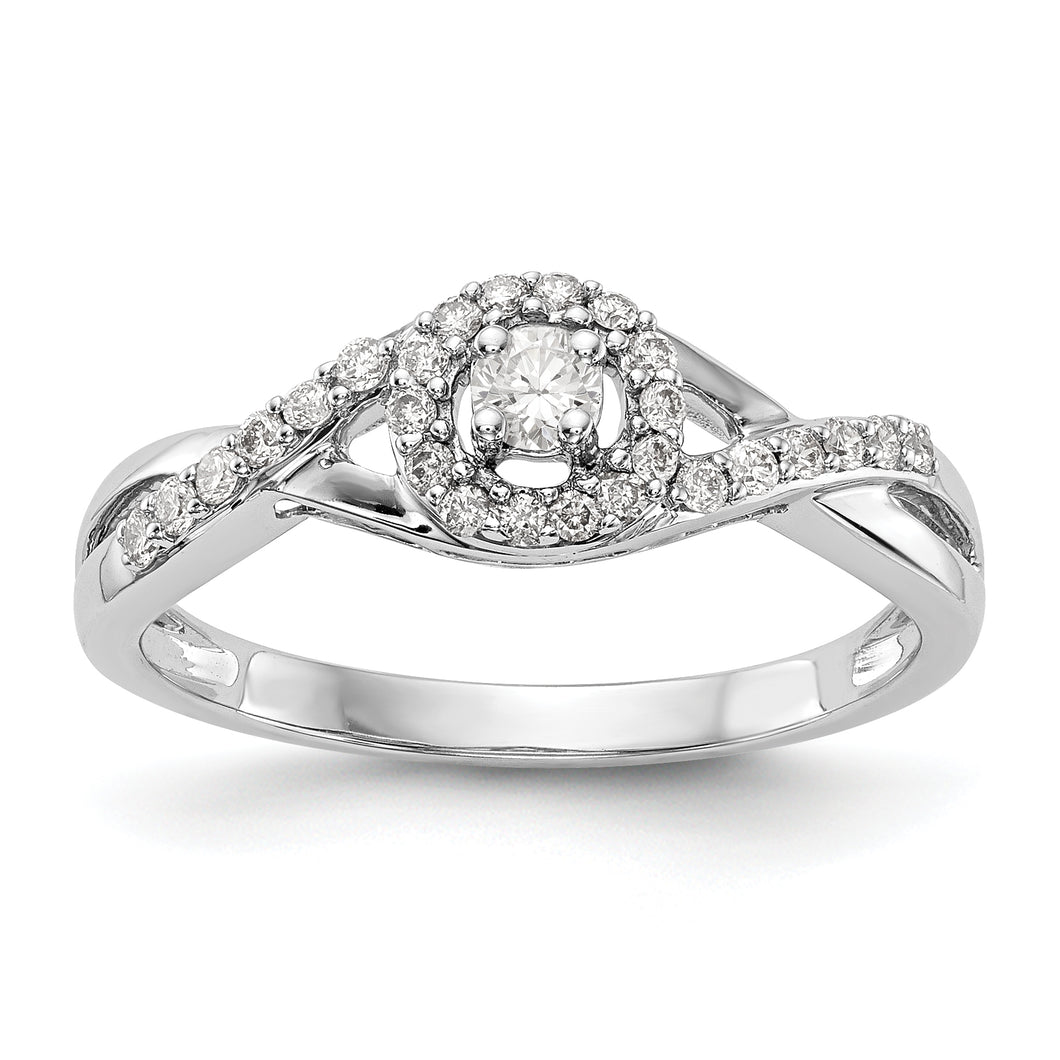14K White Gold Round Diamond Semi-Mount Halo Engagement Ring