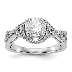 14K White Gold Round Diamond Semi-Mount Halo Engagement Ring