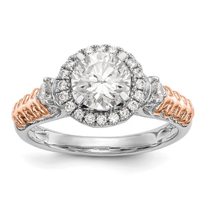 14K Two-tone Peg Set Diamond Semi-Mount Halo Engagement Ring