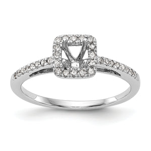 14K White Gold Round Diamond Semi-Mount Cushion Halo Engagement Ring