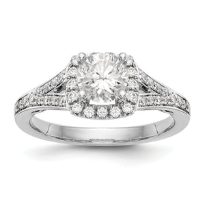 14kw Round Diamond Semi-Mount Cushion Halo Engagement Ring