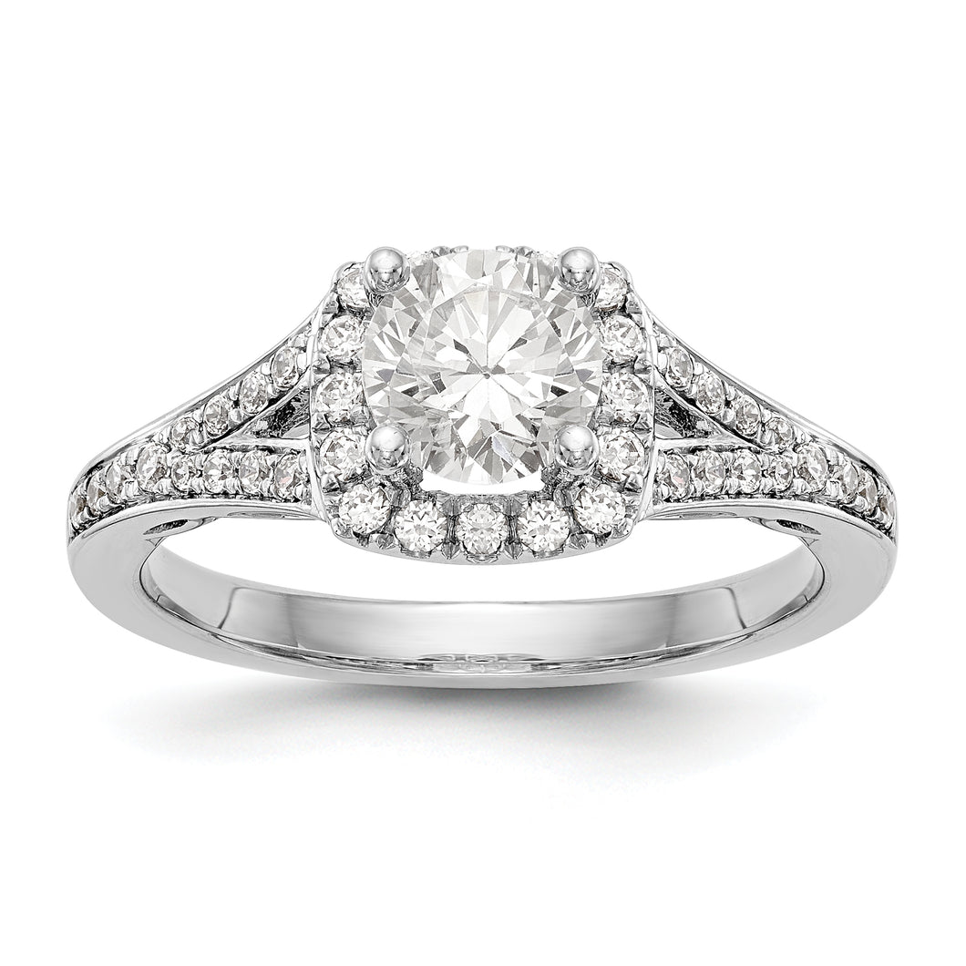 14kw Round Diamond Semi-Mount Cushion Halo Engagement Ring