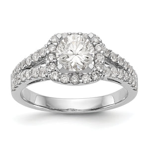 14K White Gold Peg Set Dia Semi-Mount Cushion Halo Engagement Ring